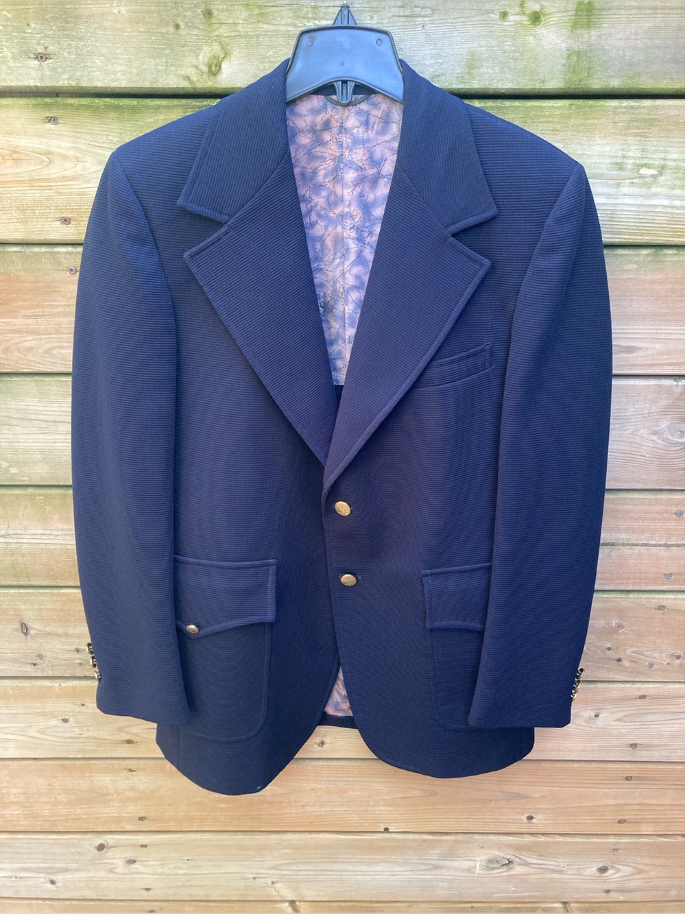 Vintage 70s Simpson Sears Captains Blazer Heavy Double Knit Navy Blue Polyester
